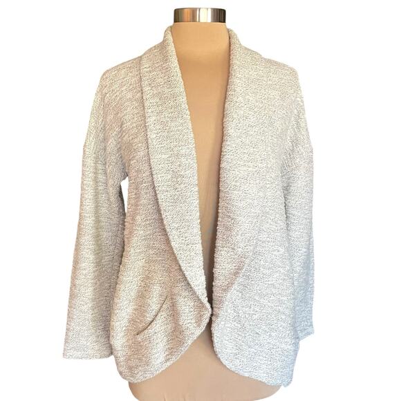 Talbots Cream Metallic Open Front Sweater Blazer Sz XLp Office Wear Fall Casual - Picture 1 of 8